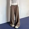 Moda estrangeira marca moderna estilo japonês de alta qualidade calças de terno masculinas casuais soltas com caimento elegante, calças retas de perna larga para homens