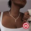 Collar de cruz brillante simple de moda de venta caliente transfronteriza entre Europa y Estados Unidos, cadena de clavícula de plata 925 para damas