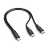 Cabo de Carregamento para Celular e Tablet, Tipo-C Fêmea para 2 USB Micro Mini USB, Um para Dois, 3A