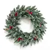 Comercio Exterior Transfronterizo de Amazon Piña Blanca Pintada con Spray Fruta Roja Escena de Nieve Corona de Navidad Pinos Artificiales Decoración Navideña
