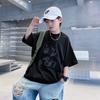 Camiseta Negra de Algodón Puro de Manga Corta para Niños, Tendencia Verano 2026 Nuevo Estilo, Corte Holgado para Niños, Ropa de Verano de Media Manga para Niños Mayores