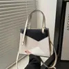 Bolso de Mano Grande de Parches y Bloques de Color de Nuevo Estilo con un Toque de Lujo, Bolso Cruzado de Hombro Elegante y Sencillo para Mujer