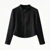 Cárdigan de Otoño/Invierno para Mujer, Grueso de Felpa, Cuello Semi Alto, Cintura Ceñida, Doble Cremallera, Moldeador de Cintura en Espina de Pescado, Dobladillo Curvo, Chaqueta Adelgazante