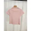 Nueva Camiseta Térmica 2025 con Camiseta, Corte Ajustado Súper Bonito, Top de Punto de Manga Corta de Cuello Alto Parcial Único y Hermoso, Moderno