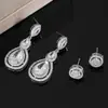 Pendientes Europeos y Americanos de Lujo Accesible con Gran Circonita en Forma de Gota Super Brillantes Exquisitos de Gama Alta Completamente Diamantados Pendientes Elegantes para Cena para Mujeres