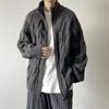 Cardigan Retro Americano Gola Alta Tricô para Homens e Mulheres no Outono e Inverno Solto Roupa de Casal Versátil Zíper Tricô Torcido Jaqueta