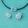 Accesorios de Plata de Ley 99% Plata Pura Flor de Calabaza Accesorios Retro Antiguo Escarchado 3D Plata Dura DIY Cuentas Hechas a Mano