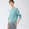 Suéter de cashmere minimalista com gola redonda para mulheres, suéter de lã tricotado versátil de manga longa, novo pulôver de outono e inverno com design de ombro raglã