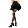 Medias Negras de Rayas Verticales Estilo Europeo Medias de Rayas Laterales Medias Panty Negras de Rayas Verticales Jacquard Transfronterizo Anti-Enganche