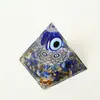 Adorno de Pirámide de Ojos Azules con Piedra Triturada Natural y Resina, Decoración de Escritorio para el Hogar, Regalo, Artículo Popular Caliente de Venta al por Mayor Transfronteriza