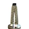 Pantalones curvos de camuflaje retro americano para hombre, pantalones finos de pierna ancha de alta gama para verano, pantalones casuales rectos holgados