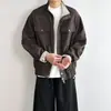 Primavera y Otoño Retro Americano Corte Limpio Harrington Cuello Alto Chaqueta de Trabajo para Hombre Corta Elegante Fresca Ropa Exterior Superior Moderna