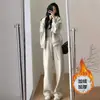 430 # Conjunto Esportivo de Veludo Espesso para Mulheres no Outono e Inverno Estilo Coreano Solto Moda Celebridade da Internet Moletom Casual Conjunto de Duas Peças