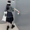 Conjunto de Verano para Niñas 2026 Nuevo Conjunto de Moda de Manga Corta para Niños, Falda Irregular Grande para Niños con Solapa Trasera, Conjunto de Dos Piezas Moderno