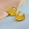 Pendientes Hidráulicos de Acero Inoxidable Martillado Irregular Geométrico Más Vendidos Transfronterizos, Aros de Oreja Sencillos y Versátiles Chapados en Oro de 18 Quilates