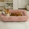 Cama nueva para mascotas, cama de forro polar a rayas para gatos, sofá cálido de invierno para mascotas, cama cómoda para perros, alfombrilla para gatos, cama para perros, colchoneta para cama de mascotas