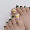 J-222 uñas de los pies de girasol verde uñas postizas transfronterizas con adhesivos para uñas terminadas 24 piezas al por mayor