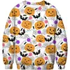 Moda Primavera y Otoño Nueva Estación Independiente Impresión 3D Serie Fantasma de Halloween Sudadera Casual Holgada para Hombre Cuello Redondo