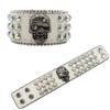 Pulsera de calavera punk hip hop con hebilla de diamantes de imitación, diseño original, popular europea y americana, pulsera de cuero PU con diamantes