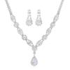 Set de Joyería de Moda para Mujer, Zircón de Pedrería, Collar Brillante, Aretes, Joyería Elegante de Lujo Ligero en Forma de Gota Transfronterizo