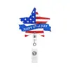Novo Porta-Crachá Retrátil de Estrela de Cinco Pontas para o Dia da Independência para Estudantes de Medicina, Porta-Crachá Retrátil com Emblema da Bandeira Americana