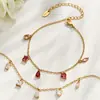 Cadena de collar con colgante de circonita cúbica en forma de lágrima inspirada en la dopamina, superventas europea y americana, conjunto de pulsera y tobillera de joyería minimalista y versátil para mujer