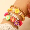 Pulseira Colorida Macia de Argila Estilo Academia Transfronteiriça Elemento Marinho Conjunto Flor de Cinco Pétalas Estrela-do-Mar Conta Redonda Pulseira Elástica