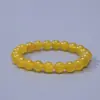 Pulseira de Ágata Amarela Natural Feita à Mão DIY Contas Redondas Amarelas Moda Feminina Versátil Pulseira de Círculo Único Atacado do Fabricante