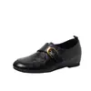 Versión de cuero suave~3cm de tacón oculto mocasines otoño e invierno nuevos suela blanda tacón alto zapatos de vestir zapatos de cuero pequeños retro