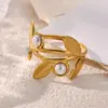 Anillo Abierto Estilo Europeo Abeja Mariposa de Circonita Colorida Chapado en Oro de 18K Ajustable para Mujer Anillo de Piedra de Color