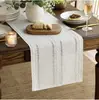 Corredor de mesa tecido com padrão de linho mais vendido da Amazon com decoração vazada, corredor de mesa transfronteiriço para decoração de casa pastoral nórdica
