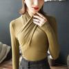 Camisa de cuello alto con diseño de diseño, nueva camisa de otoño e invierno con base interior, elegante camisa de manga larga de estilo europeo, talla pequeña.