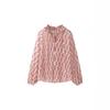 Corea del Sur Vit Girl's Otoño Combinación Total Estilo Holgado Perezoso Jersey Cuello Redondo Estampado Camisa de Manga Larga Top para Mujer