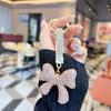 Chaveiro com pingente de bolsa de luxo, chaveiro de luxo com laço de diamantes, moda coreana criativa