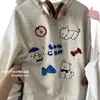 Nueva sudadera de otoño e invierno estilo coreano con bordado pesado, lazo flocado, diseño de cachorro, juvenil, versátil, con cuello redondo para mujer