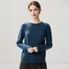 Estilo Outono e Inverno Lã Cashmere Feminino Malha 12 Fios Gola Redonda Suéter Pulôver Outono e Inverno Versátil Diário Simples