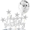 Tarjeta de cumpleaños de estrellas inglesas transfronteriza flash decoración de pastel de cumpleaños globo insertable tarjeta de cumpleaños de pastel