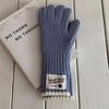 Guantes de punto de invierno cálidos para hombre y mujer, estilo coreano, borde de color en contraste, combinación de colores, pantalla táctil larga