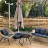 Sofá Sillón de Ratán para Exteriores Mesa de Café para Patio Balcón Juego de Tres Piezas Invernadero Exterior Combinación de Arte de Ratán Nórdico Villa