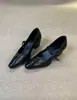 Zapatos Mary Jane Franceses Retro de Punta para Mujer con Tacón Grueso, Correa Única, Piel Suave, Temperamento de Oficina, Zapatos Planos de Tacón Medio para Mujer