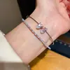 Pulsera Minimalista Ovalada Apilable con Circonita, Joyería de Estilo Japonés y Coreano Abierta, de Moda y Tendencia, Pulsera Completa de Diamantes para Mujer