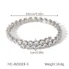Pulseira de Aço Inoxidável Europeia e Americana de Alta Qualidade com Zircônia para Mulheres, Pulseira de Aço Titânio Elegante e Exquisite, Joia de Mão de Luxo Leve, Joia Transfronteiriça