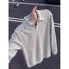 Camisa Polo de Punto con Rayas Verticales Estilo Old Money para Hombre Otoño Camiseta de Manga Larga American Cleanfit Sudadera Versátil para Pareja