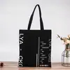 Bolsa de Lona de Algodón con Letras Simples Estilo Japonés y Coreano, Bolso de Hombro Único, Bolsa de Compras, Bolsa de Lona Negra Casual para Estudiantes