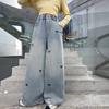 Jeans para Niñas Primavera y Otoño Nuevo Celebridad de Internet Niños Medianos y Grandes Sueltos Pantalones Individuales para Niñas Primavera Otoño Verano Rectos de Pierna Ancha