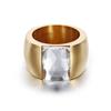 Anillo de rueda de cartas nueva joyería acero de titanio multicolor personalidad anillo simple moda elegante damas vidrio anillo de oro