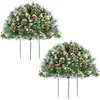 Pacote com Dois Árvores de Natal para Exterior Canteiro de Flores Jardim Luminoso 60cm Verde Aveludado Pequena Árvore Decoração da Porta da Frente da Casa