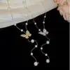 Collar de Borla de Perla Mariposa de Lujo para Mujer, Cadena Larga para Clavícula Ajustable de Nicho de Gama Alta, Accesorio Elegante Versátil
