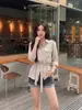 Camisa de trabalho Fart Shopp estilo coreano com linhas limpas para mulheres, top levemente solto para primavera/verão