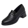 Zapatos Pequeños de Cuero Negro Estilo Británico para Mujer 2025 Nuevos Zapatos Planos Otoño Zapatos de Mujer Talla Grande Mocasines para Mujer de Mediana Edad